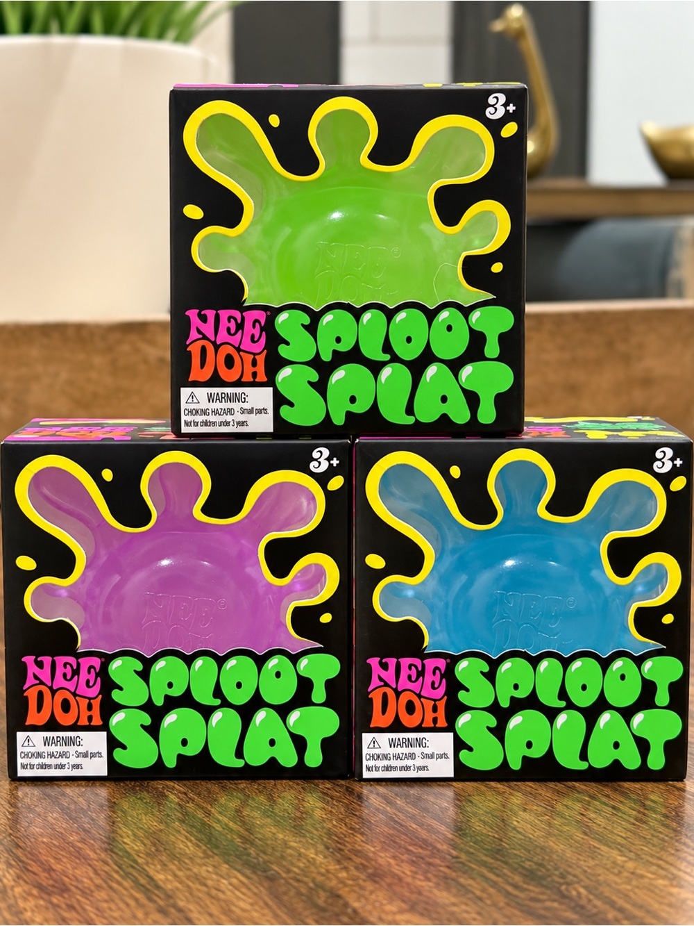 NeeDoh Sploot Splat Lot of 3 New in Box Green Purple Blue Sensory Fidget Toys